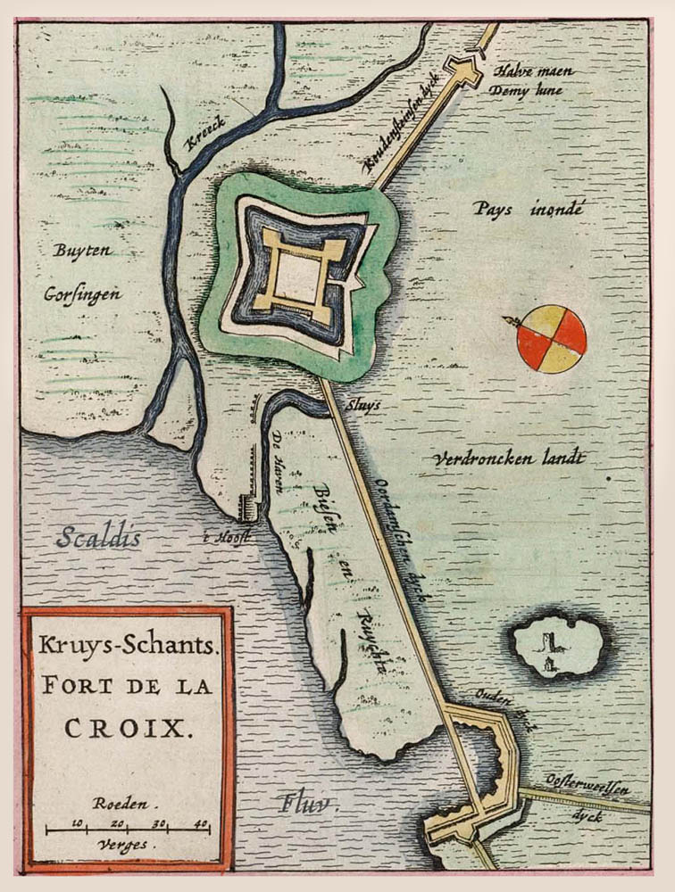 Kruisschans Zeeland 1649 Blaeu